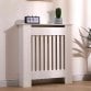 Small White Wooden Slatted Grill Radiator Cover MDF Cabinet