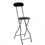 Black Padded Folding High Chair Breakfast Kitchen Bar Stool Seat
