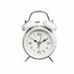 White 4" Classic Retro Twin Bell Battery Powered Alarm Clock with Backlight