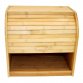 Double Layer Roll Top Bamboo Wooden Bread Bin Kitchen Storage