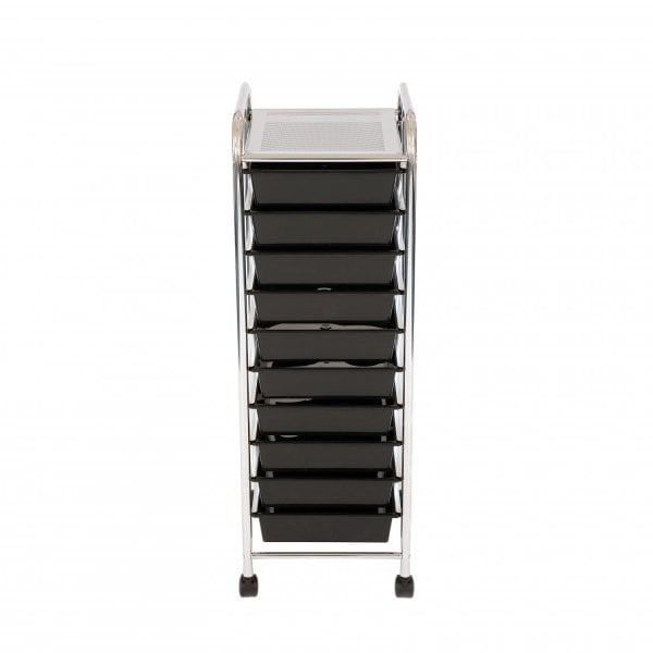 Seville Classics Black 10-Drawer Organizer Cart SHE16218KB - The