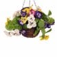 Artificial Hanging Wicker Basket with Multicoloured Pansy Flowers