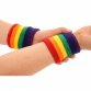 Bright Rainbow Fitness Sport Gym Multicoloured Wrist Sweatband Set of Two