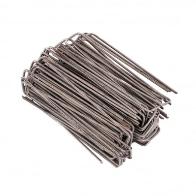 100x Galvanised Steel Weed Membrane Pins Ground Stakes Garden Pegs - 6 inch