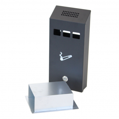 Slim Wall Mounted Outdoor Pub Ashtray Ash Tray Cigarette Steel Bin