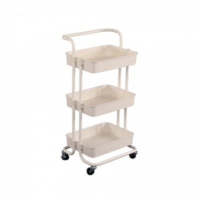 3 Tier White Household Kitchen Bathroom Storage Trolley Cart Shelf
