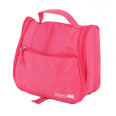 Waterproof Rose Red Hanging Toiletries Travel Wash Bag with Compartments