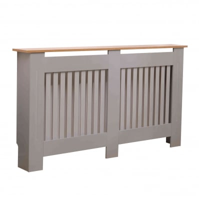 Large​ Grey Wooden Slatted Grill Radiator Cover MDF Cabinet