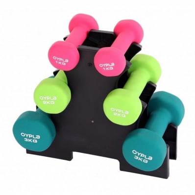 12kg Neoprene Hand Dumbbell Workout Weight Set Including Stand