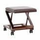 Folding Leather Cushion Padded Footstool Foot Rest