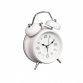 White 4" Classic Retro Twin Bell Battery Powered Alarm Clock with Backlight