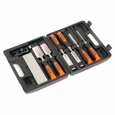 8 Piece Wood Chisel Set with Honing Guide and Sharpening Stone