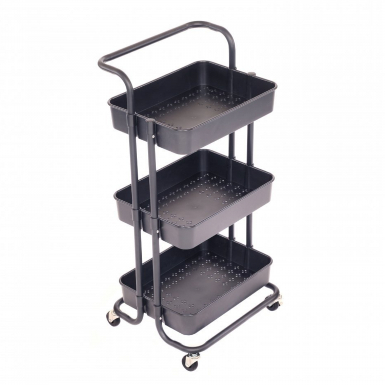 3 Tier Black Household Kitchen Bathroom Storage Trolley Cart Shelf - Click Image to Close