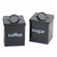 5pc Black Kitchen Canister Set Bread Biscuits Tea Sugar Coffee
