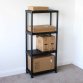 2x 4 Tier Black Plastic Heavy Duty Shelving Racking Storage Unit