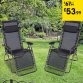2x Folding Reclining Garden Deck Chair Sun Lounger Zero Gravity