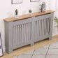 Large​ Grey Wooden Slatted Grill Radiator Cover MDF Cabinet