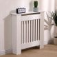 Small White Wooden Slatted Grill Radiator Cover MDF Cabinet