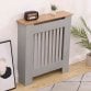 Small Grey Wooden Slatted Grill Radiator Cover MDF Cabinet