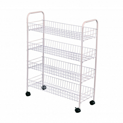 4 Tier Kitchen Storage Organiser Fruit Vegetable Basket Trolley Cart with Wheels