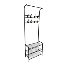 Coat Umbrella Stand Hat Shoe Rack Heavy Duty All Metal Black