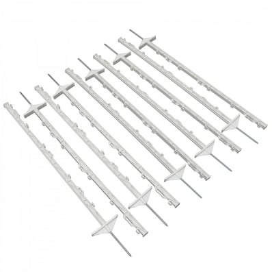 1m White Plastic Electric Fencing Pins Posts Stakes Pack of 10