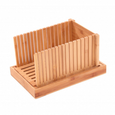 Bamboo Wooden Bread Slicer Chopping Cutting Board with Crumb Catcher