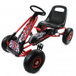 Red Kids Childrens Pedal Racing Go Kart Ride On Rubber Wheels