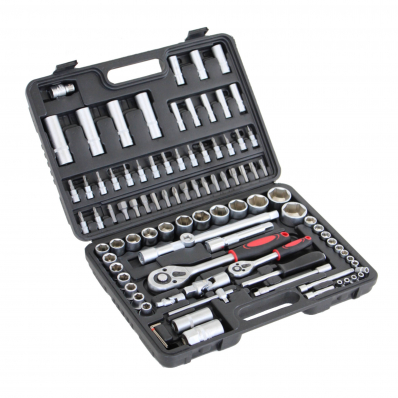 94pc 1/4" & 1/2" Socket Ratchet Screwdriver Bit Set with Case