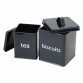 5pc Black Kitchen Canister Set Bread Biscuits Tea Sugar Coffee