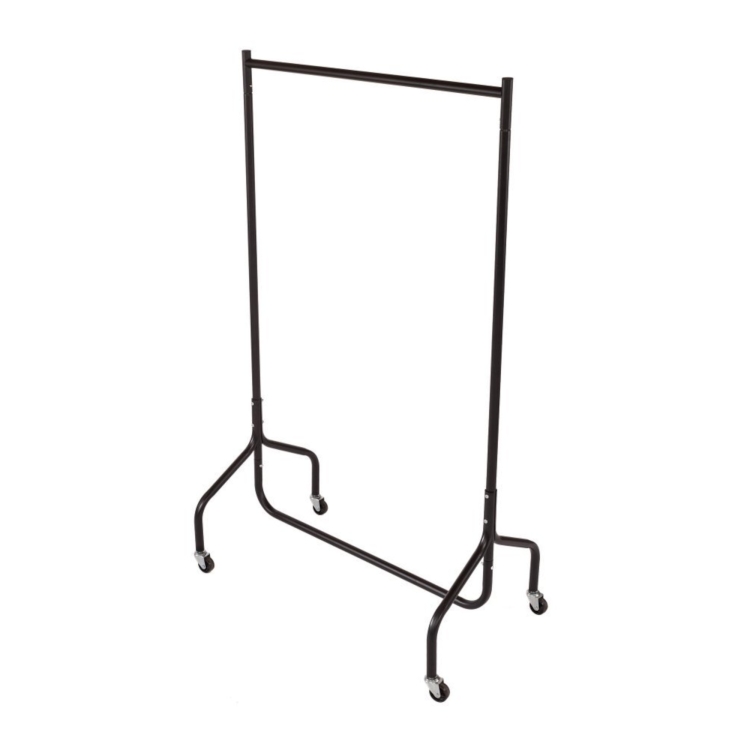 3ft Garment Clothes Rail Super Heavy Duty All Metal Black - Click Image to Close