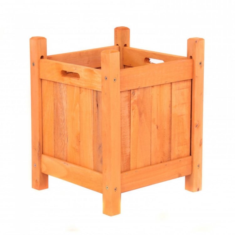 Garden Wooden Square Flower Planter Ornamental Plant Pot - Click Image to Close
