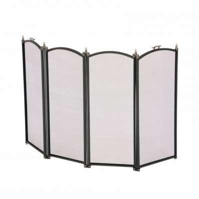 Heavy Duty Steel 4 Panel Fire Screen Spark Guard