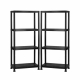 2x 4 Tier Black Plastic Heavy Duty Shelving Racking Storage Unit