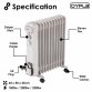2500W 11 Fin Portable Oil Filled Radiator Electric Heater
