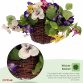 Artificial Hanging Wicker Basket with Multicoloured Pansy Flowers