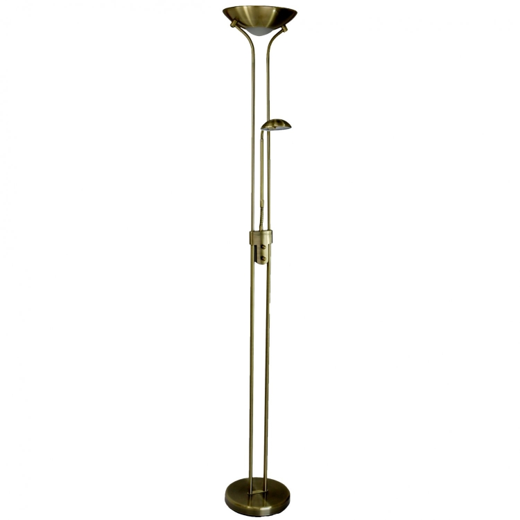 Brass Mother & Child Floor Standing Uplighter Lamp Reading Light - Click Image to Close