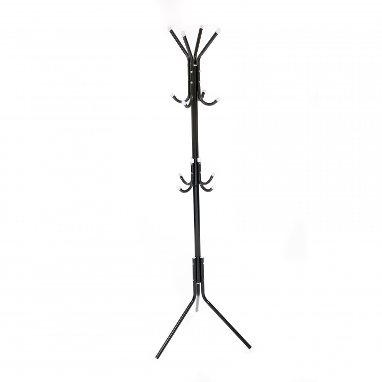 12 Hook Coat Umbrella Stand Hat Rack Heavy Duty All Metal Black - Click Image to Close