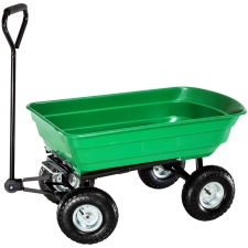 Heavy Duty Green Garden Cart with Tipping Barrow Trolley