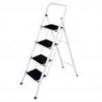 Foldable 4 Step Ladder Stepladder Non Slip Tread Safety Steel