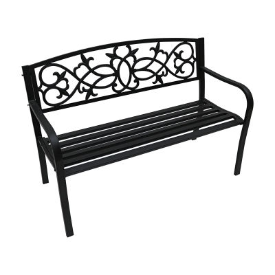 2 Seater Black Metal Outdoor Garden Bench Seat Patio Park Chair