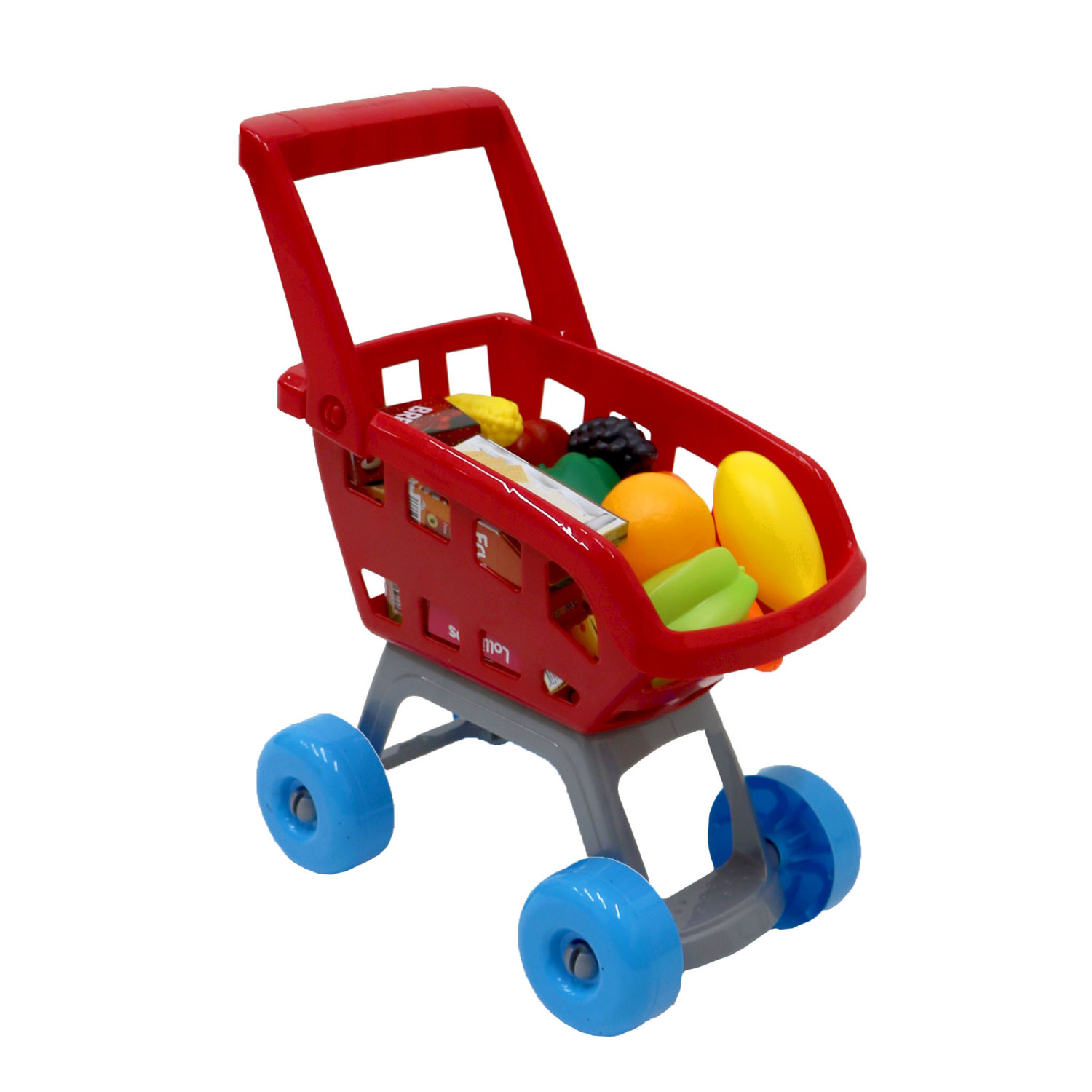 Kids Shopping Play Role Toy Cart Set Plastic Childrens Blue Trolley UK 