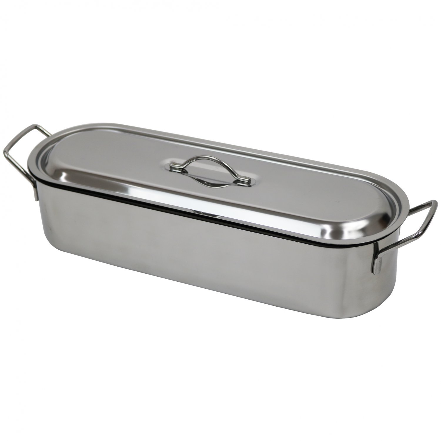 All-Clad All-Clad Fish Poacher Steamer Stainless Steel Sculpted Fish Handle 18" x 7" x 4" 