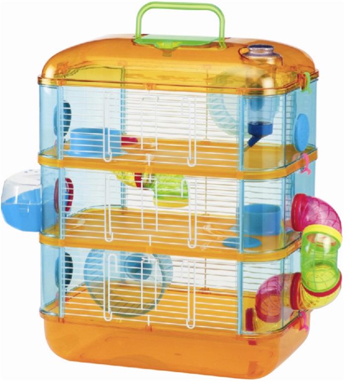 Orange Hamster Mouse Small Animal Indoor 3 Storey Carrier ...