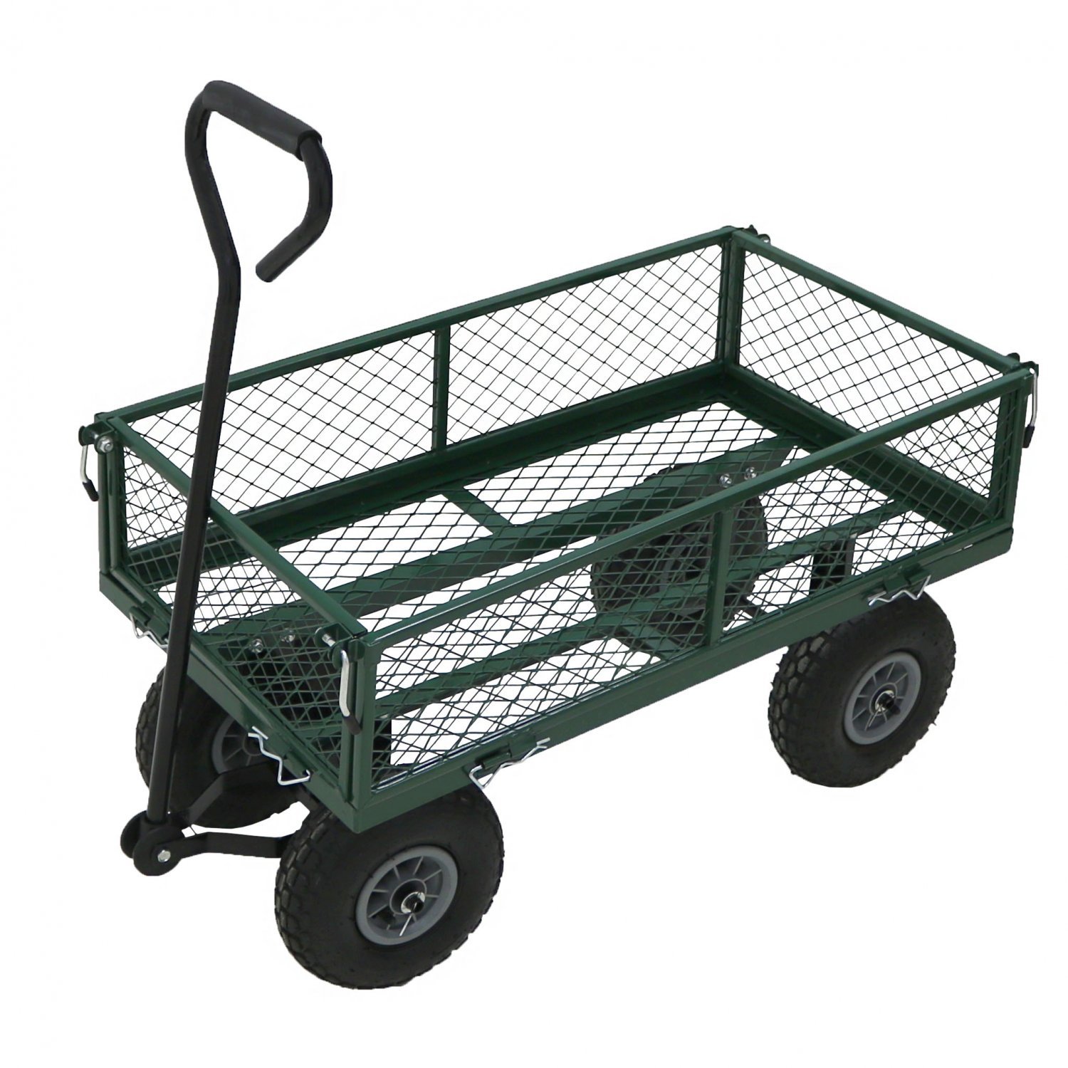 NEW Heavy Duty Metal Green Garden Cart Barrow Utility Trolley Garden   3053 Heavy Duty Metal Gardening Trolley Green Trailer Cart 05 