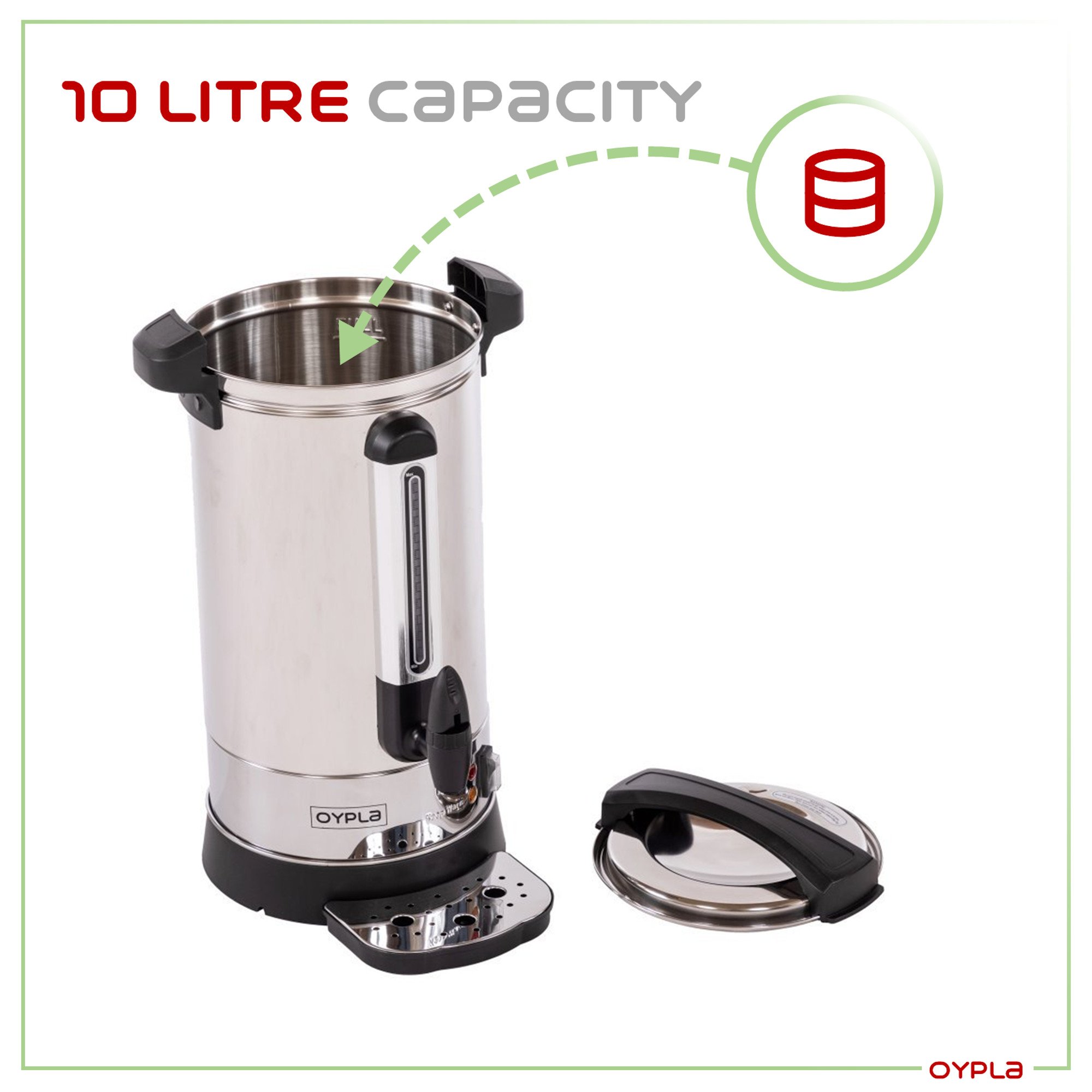 Stainless Steel 10 Litre Catering Kitchen Hot Water Boiler Tea Coffee Urn 1500W 