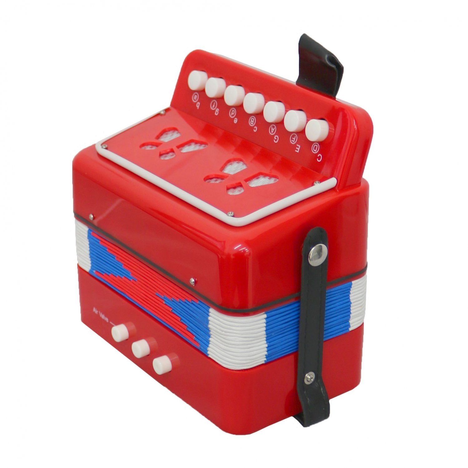 Oypla 7 Keys 2 Bass Childrens Red Toy Accordion Musical Instrument 3628A2P