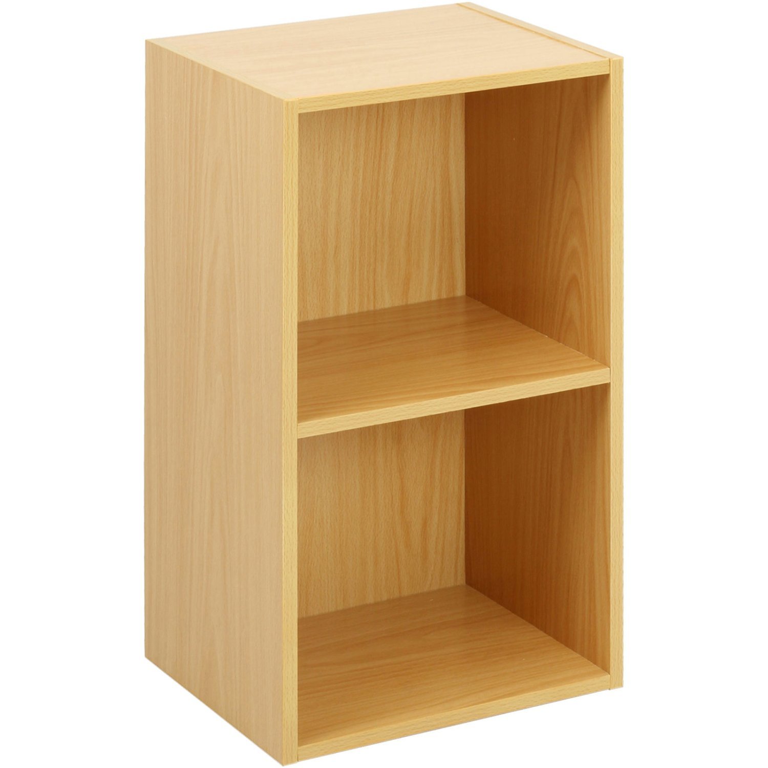 2 Tier Wooden Shelf Beech Bookcase Shelving Storage Display Rack - £19.