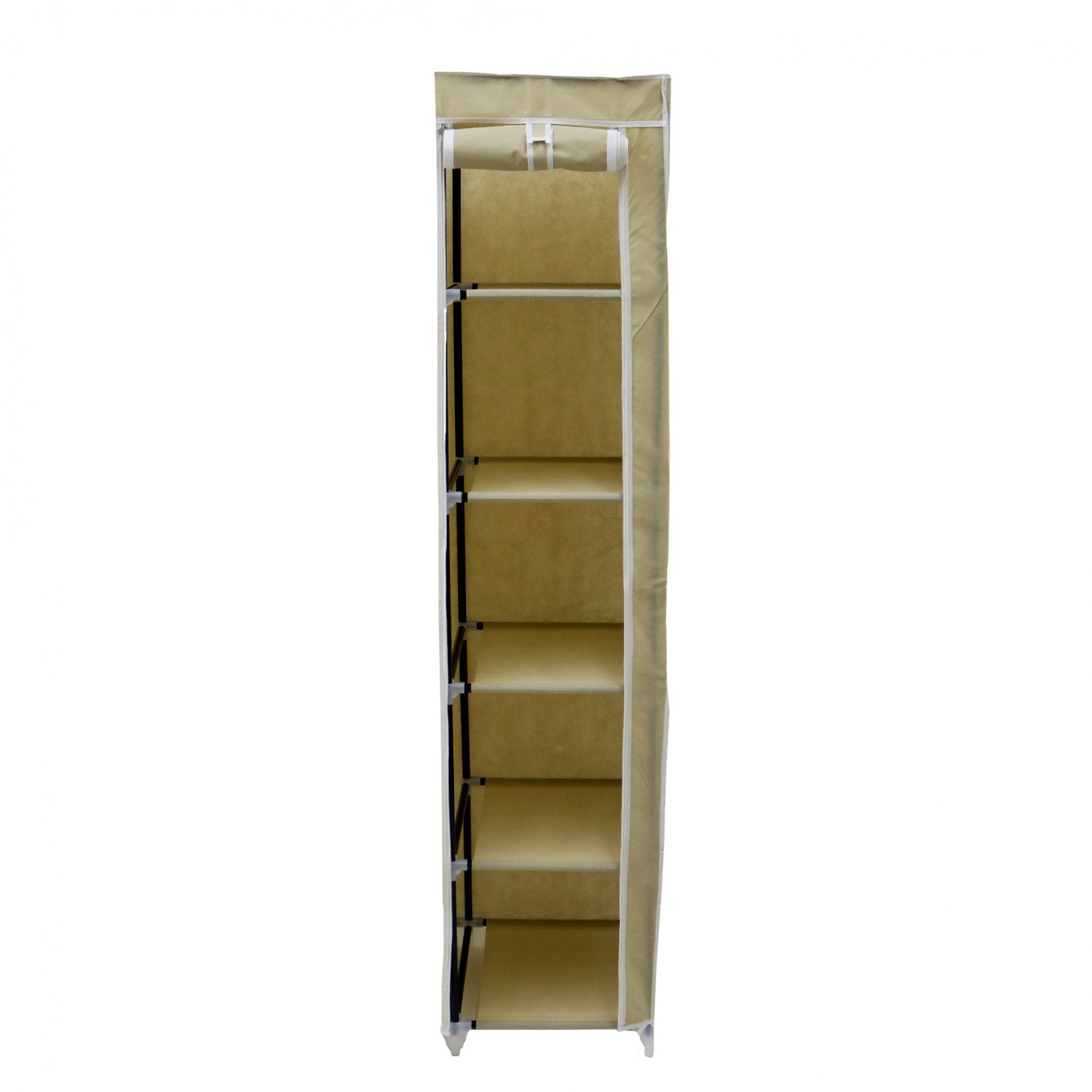 Double Cream Canvas Wardrobe Clothes Rail Hanging Storage ...