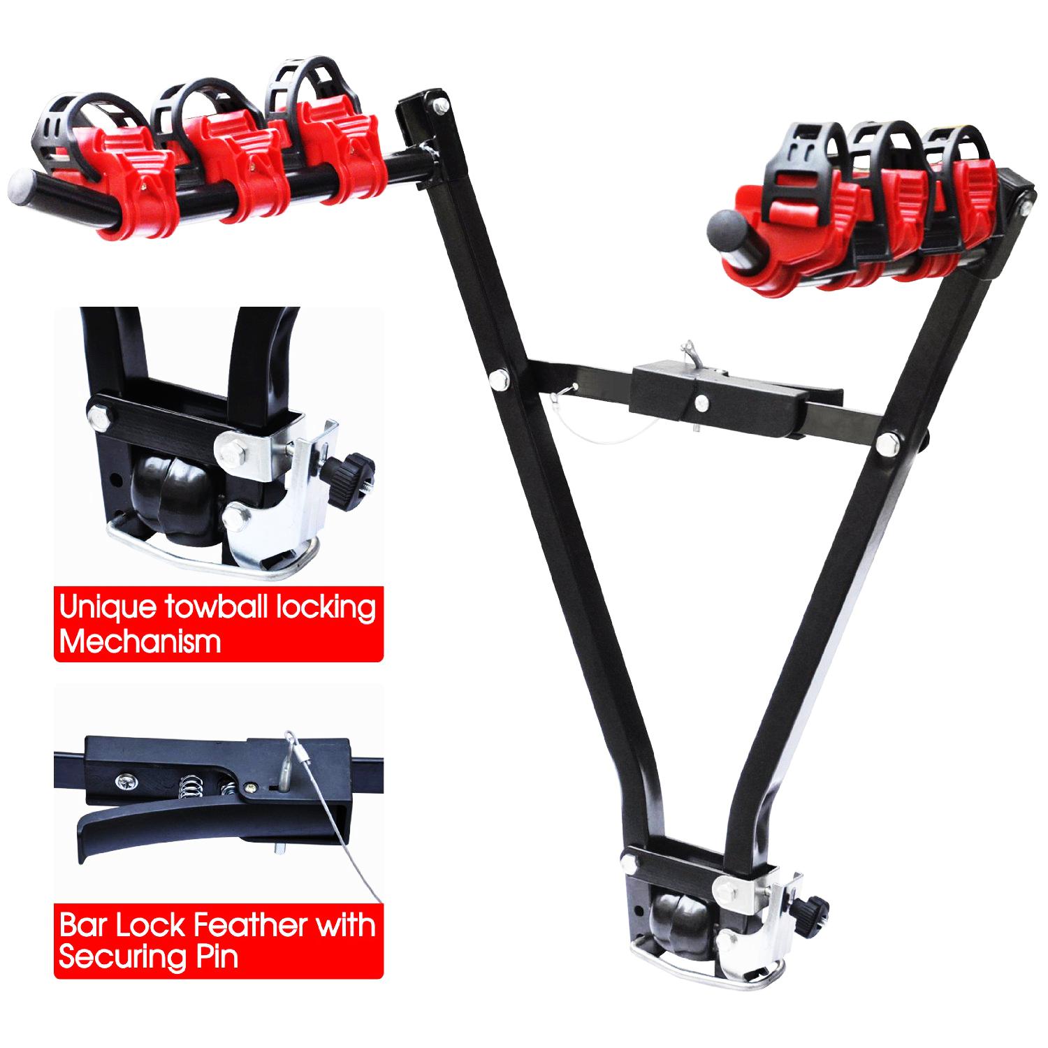 oypla universal 3 bike bicycle hatchback car mount rack stand carrier